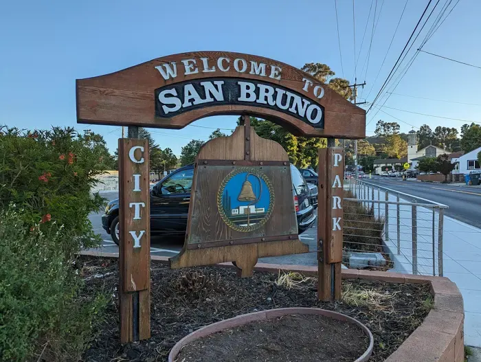 Welcome to San Bruno City Park sign in San Bruno, California